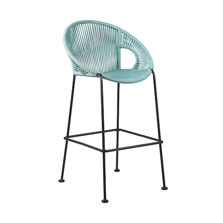 Armen Living Acapulco 26" Indoor Outdoor Steel Bar Stool with Wasabi Rope LCACBAWSB26